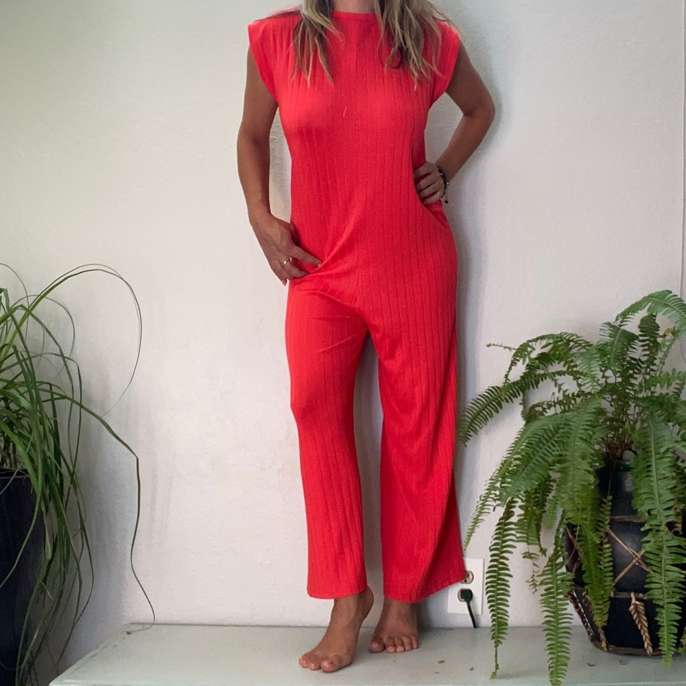 NET ZARA JUMPSUIT size small red